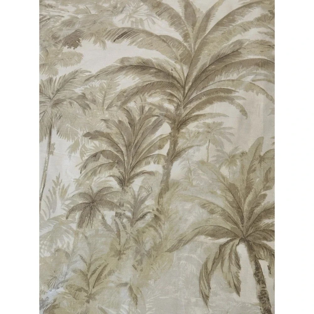 Pottery‎ Barn Palm Toile Full/Queen Duvet Cover Neutral Tropical Organic Cotton